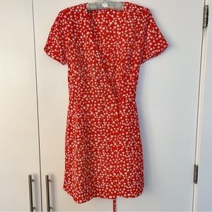 NEW From Future 100% Silk Red and White Wrap Dress NWOT